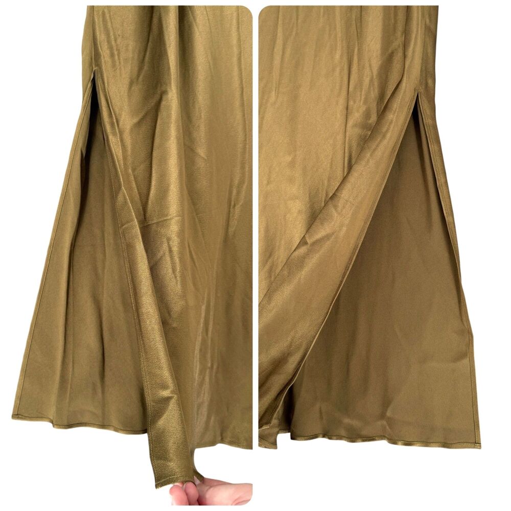 J.Crew Collection Pull On Maxi Skirt XXL Luster Crepe Slits Elastic Waist Boho - Picture 5 of 9